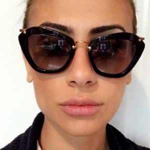 Miu Miu NWT Black Acetate Cat’s Eye Sunglasses
